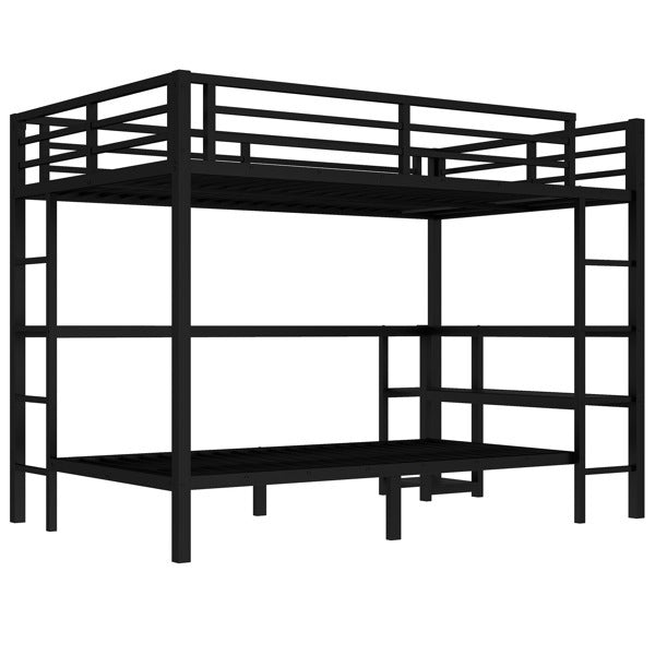 Full Sized Enlarged Bunk Bed With Desk And Shelf, Can Be Placed In Multiple Positions, Equipped With LED And USB, Black