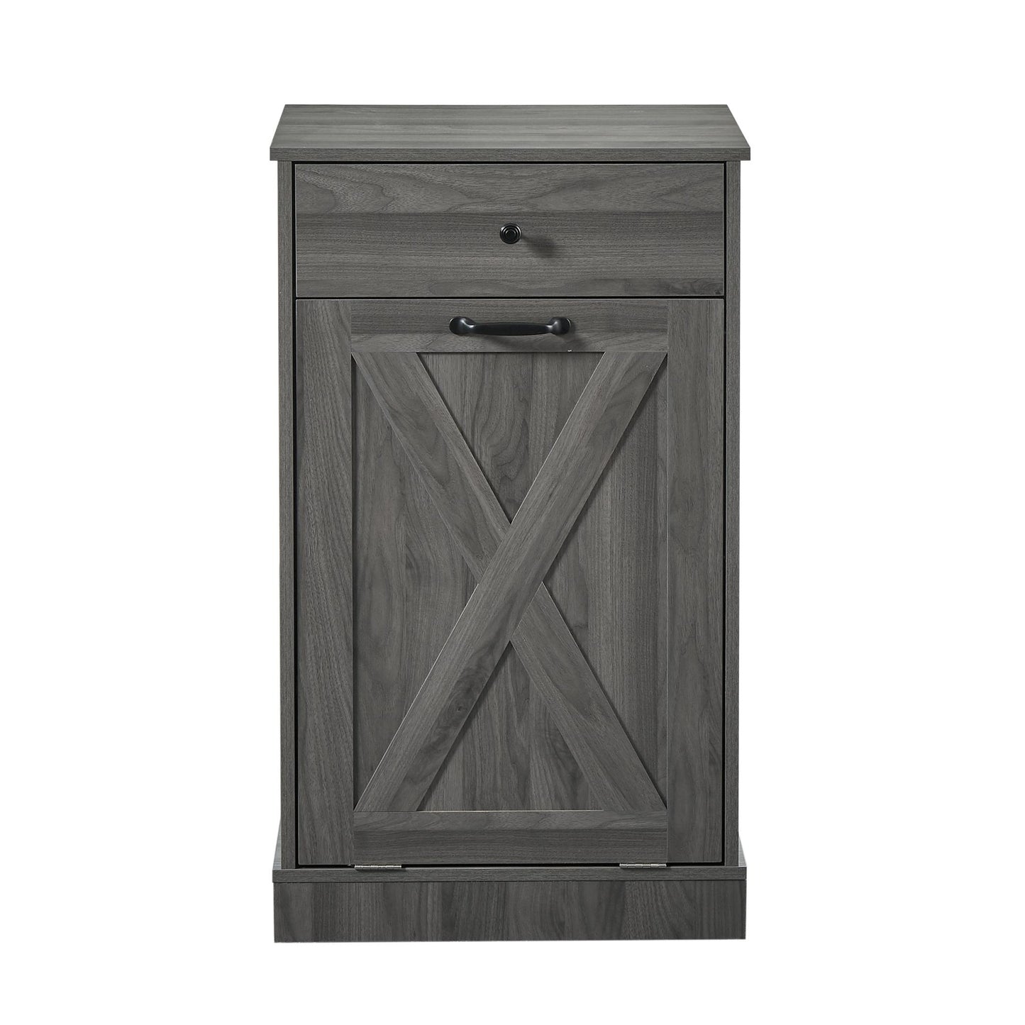 Tilt Out Trash Can Cabinet,Freestanding Wood Recycling Trash Cabinet with Drawer