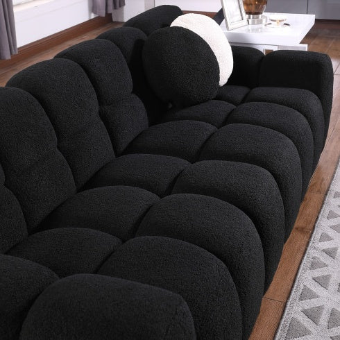 87.4 Length ,35.83 Deepth ,human Body Structure For USA People, Marshmallow Sofa,boucle Sofa ,3 Seater, Black BOUCLE
