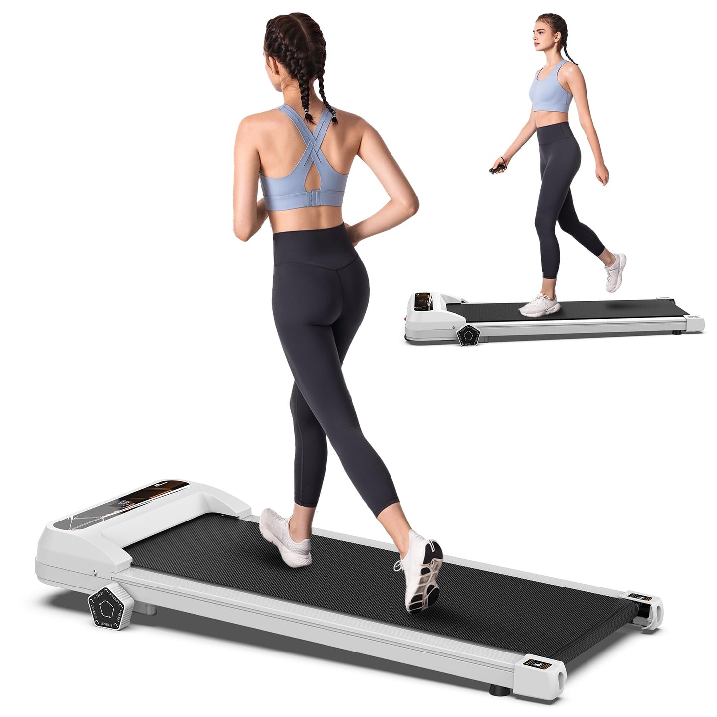 Walking Pad Under Desk Treadmill For Home Office -2.5HP Walking Treadmill 0.5-4MPH Capacity Treadmill For Walking Running Remote Control Batteries