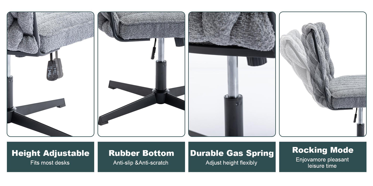 Armless Office Chair no Wheels, Ergonomic Wide Seat Swivel Desk Chair, Height Adjustable Cross Legged Comfortable Computer Chair for Living Room, Van