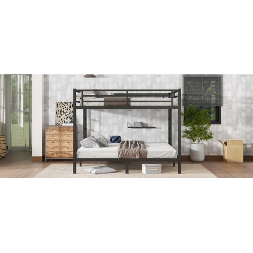 Metal King Over King Bunk Bed For Teens And Adults,Space Saving Noise Reduced No Box Spring Needed, Black
