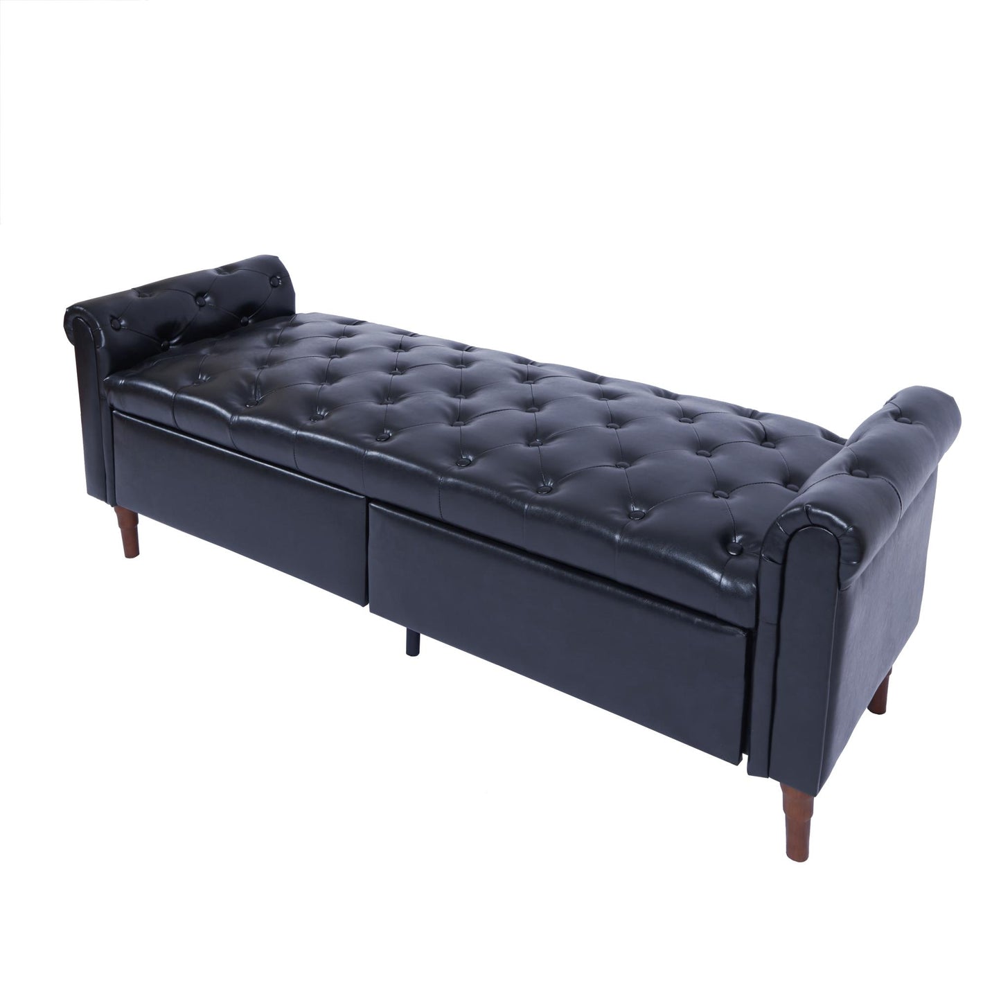Storage PU Ottoman Bench with 2 Drawers for Bedroom End of Bed