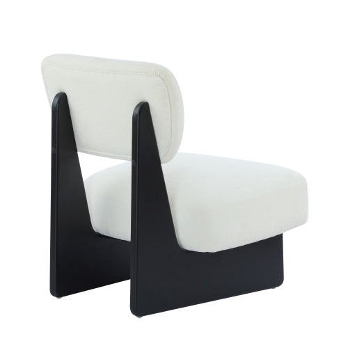 Set Of 2 Modern Beige Lounge Chair With Polyester Upholstery, Sturdy Black Wood Base, Minimalist Design, Stylish And Comfortable Accent Seating For Living Room, Bedroom, Or Office