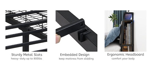 Full Bed Frame With Storage, Ergonomic Headboard, Bed Frame With 2 Storage Drawers, Built In Charging Station & LED, Outlets & USB, Full Size, Noise Free, No Box Spring Needed, Rustic Brown