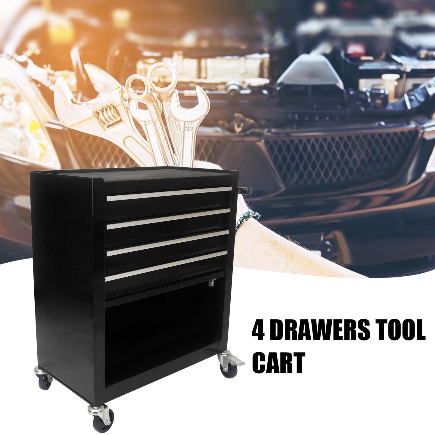 4 Drawer Multi-purpose Tool Cart With Wheels