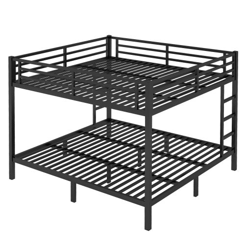 Metal King Over King Bunk Bed For Teens And Adults,Space Saving Noise Reduced No Box Spring Needed, Black
