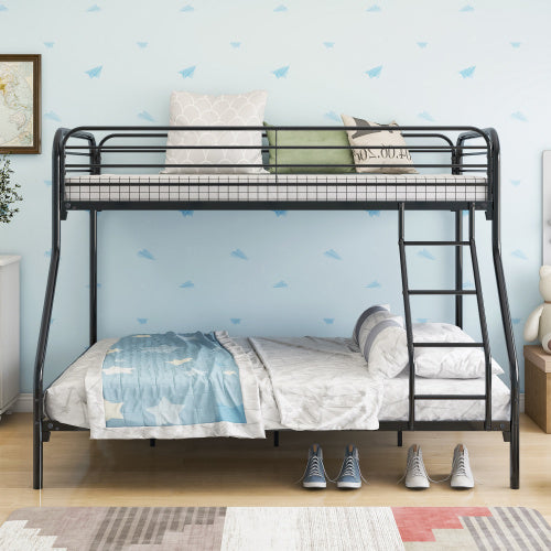 Twin-Over-Full Metal Bunk Bed, Heavy Duty Bunk Bed,Easy Assembly With Enhanced Upper-Level Guardrail, White