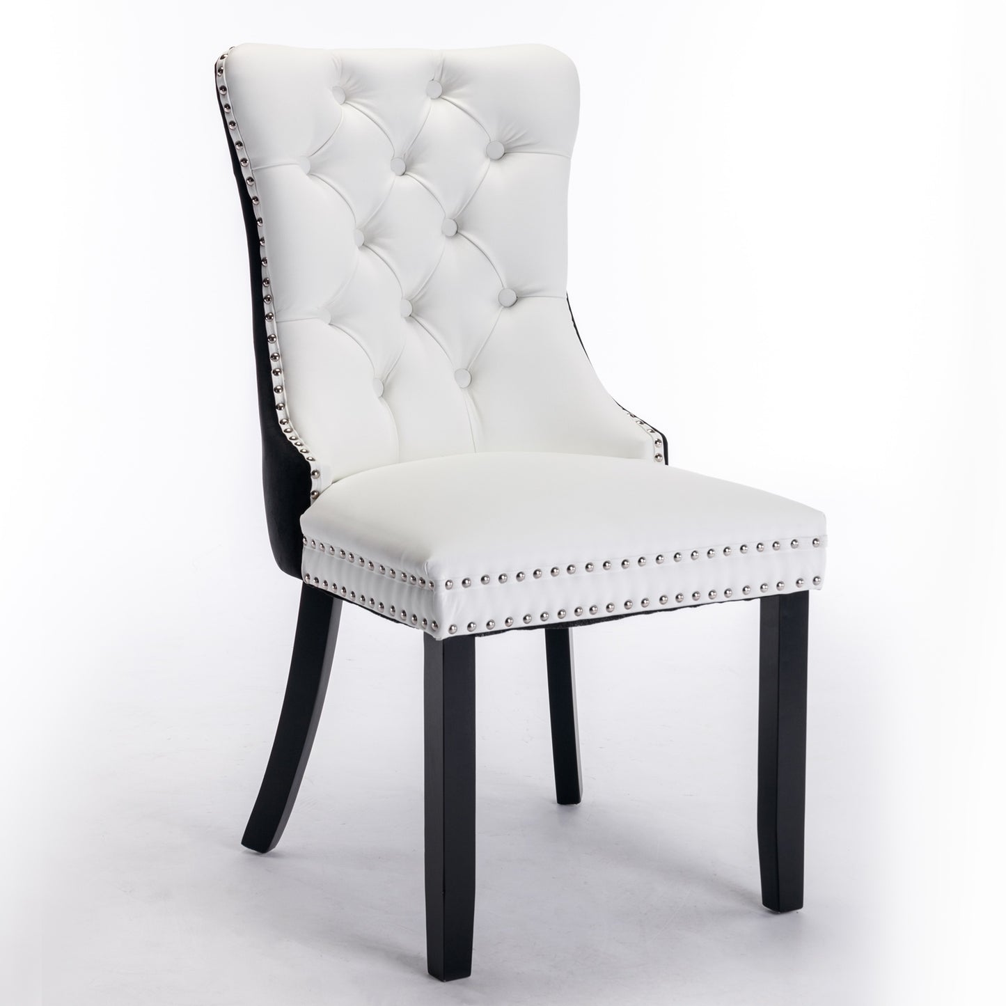 A&A Furniture Nikki   Modern Tufted Solid Wood PU  Velvet Chair