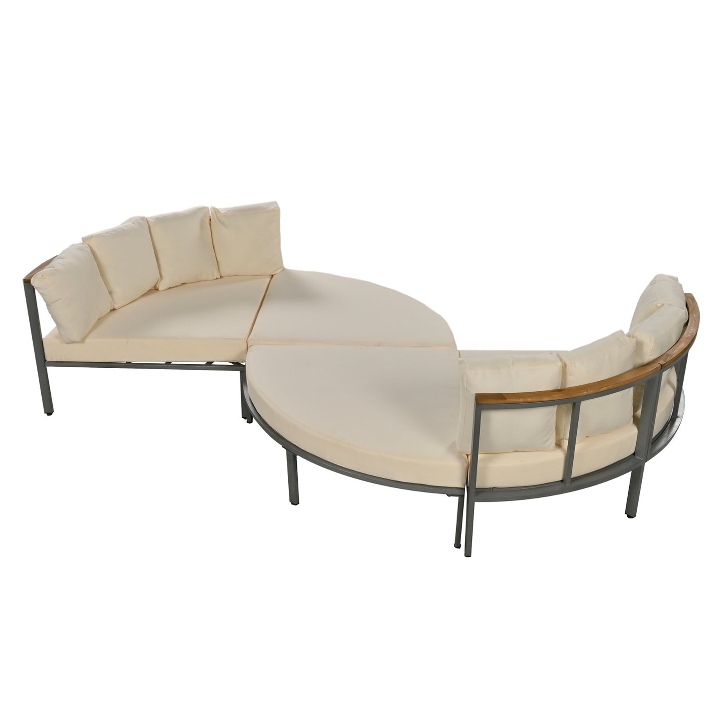 Outdoor 4-piece Circular U-shaped Courtyard Furniture Set