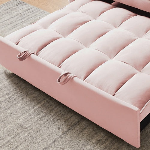 Modern Velvet Loveseat Futon Sofa Couch W Pullout Bed,Small Love Seat Lounge Sofa W Reclining Backrest,Toss Pillows, Pockets,Furniture For Living Room,3 In 1 Convertible Sleeper Sofa Bed
