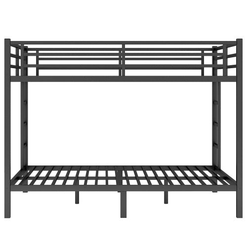 Metal Queen Over Queen Bunk Bed For Teens And Adults,Space Saving Noise Reduced No Box Spring Needed, Black