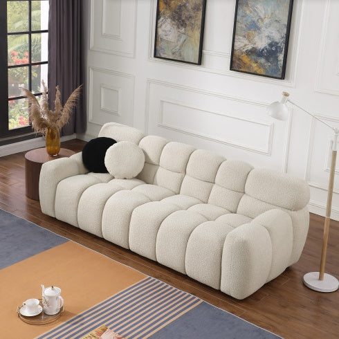 87.4 Length ,35.83 Deepth ,human Body Structure For USA People, Marshmallow Sofa,boucle Sofa ,3 Seater, Black BOUCLE