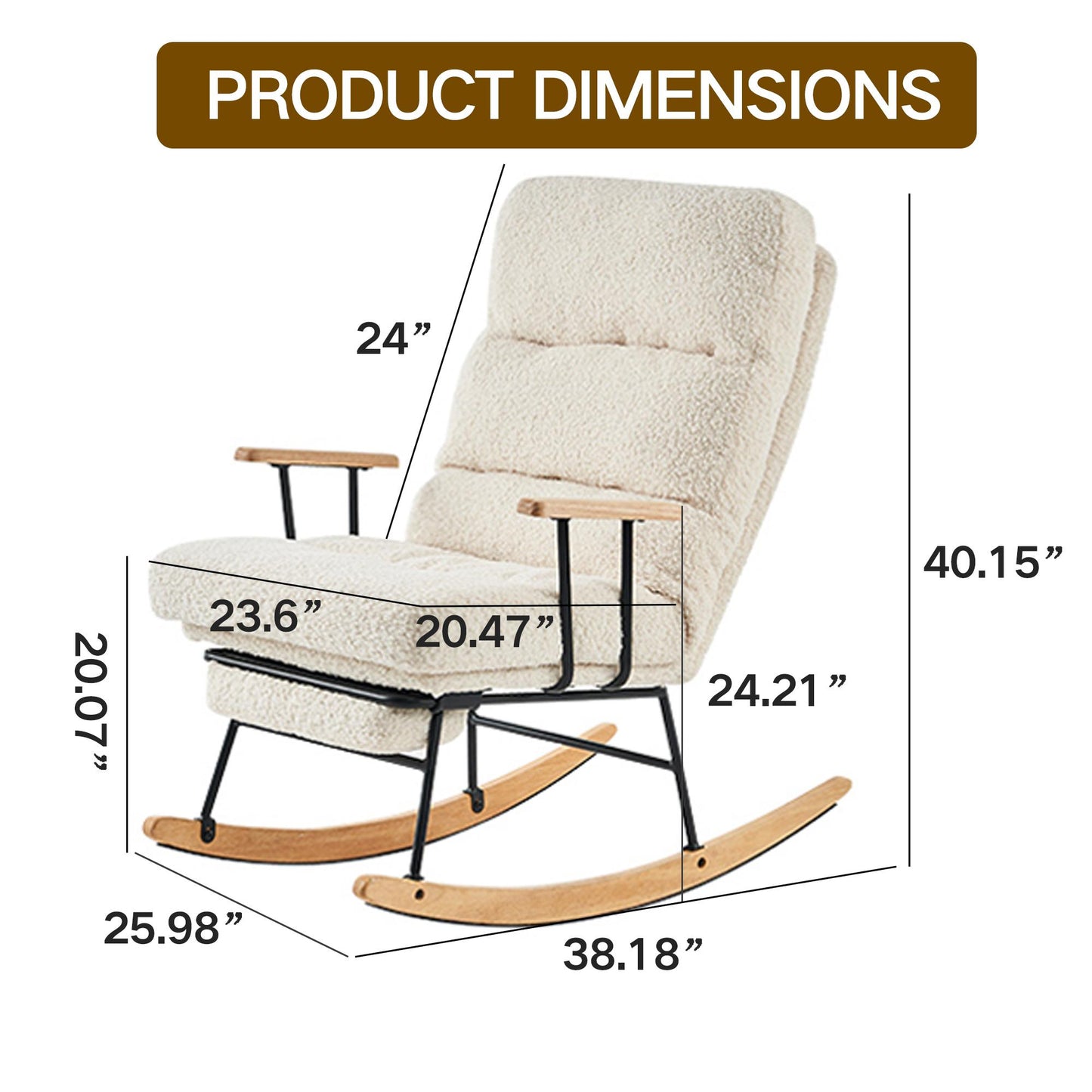 Modern Teddy Gliding Rocking Chair with High Back, Retractable Footrest, and Adjustable Back Angle for Nursery, Living Room, and Bedroom