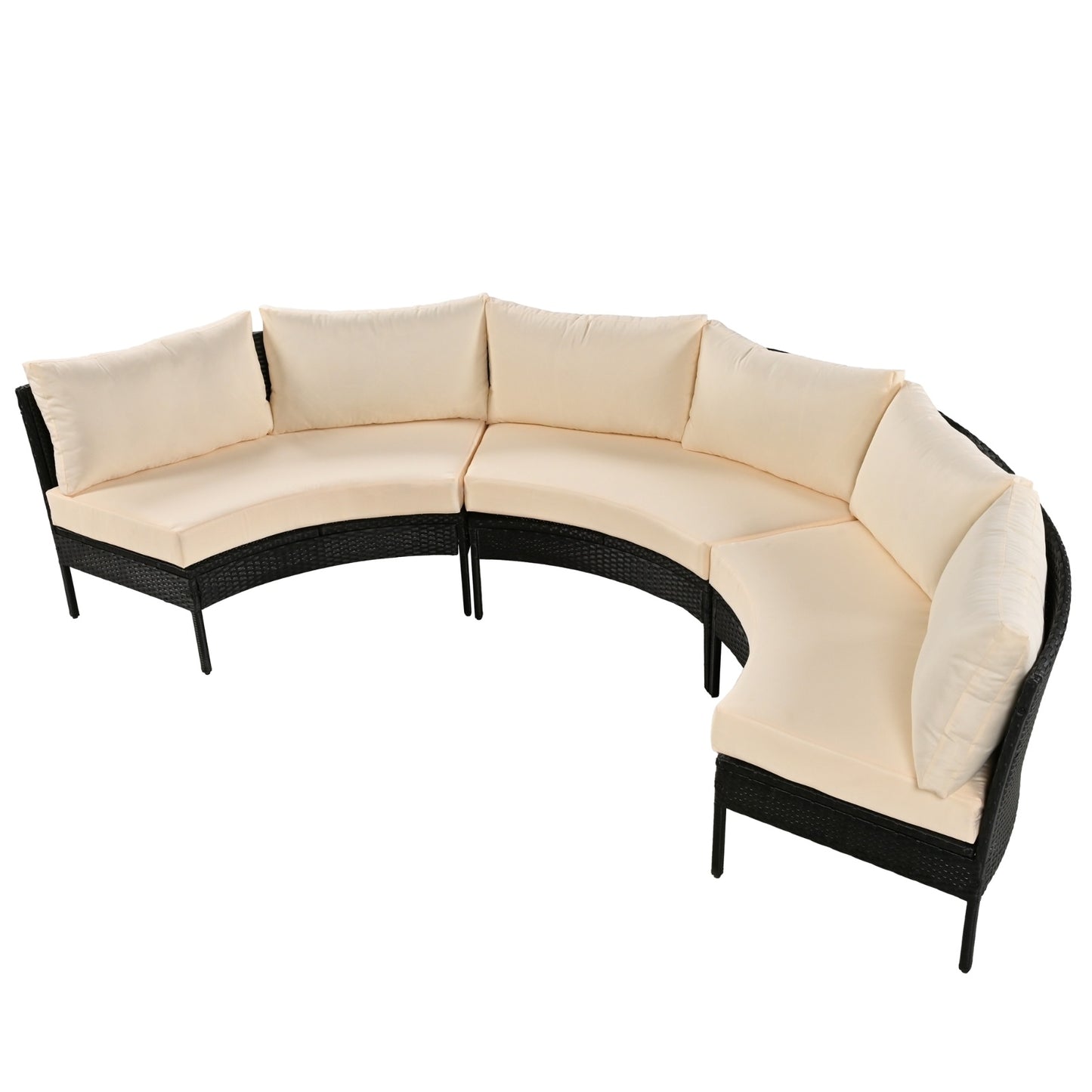 U STYLE Patio Furniture Set, 3 Piece Curved Outdoor Conversation Set, All Weather Sectional Sofa Wit