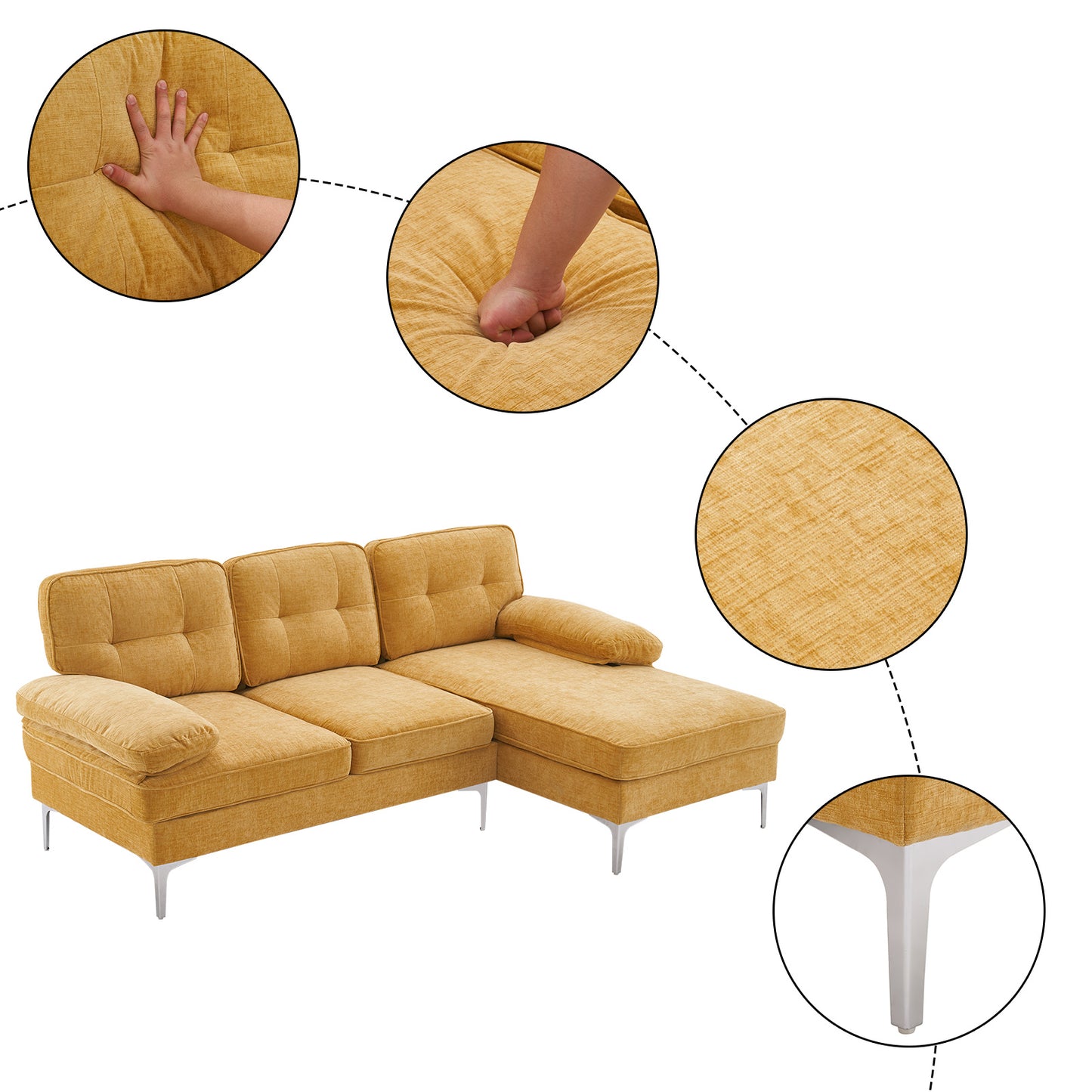 Three People With Noble Consort Yellow Indoor Combination Sofa
