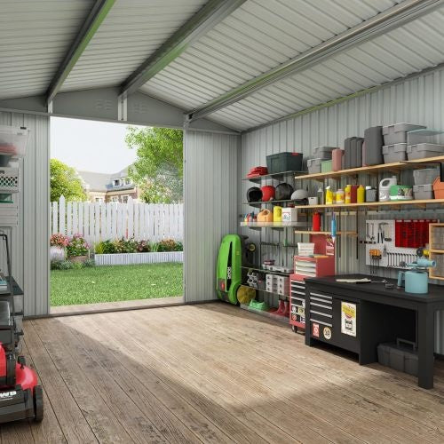 Outdoor Sheds 8FT X 10FT Outdoor Storage Clearance, Metal Anti-Corrosion Utility Tool House With Lockable Door & Shutter Vents, Waterproof Storage Garden Shed For Lawn Patio