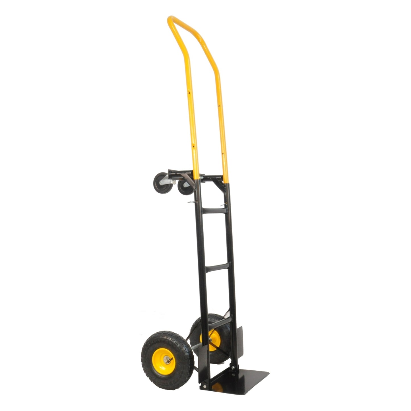 HT1006BK-YL Hand Truck 2-in-1 Dolly Cart & 4 Wheel Push Cart With Swivel Wheels