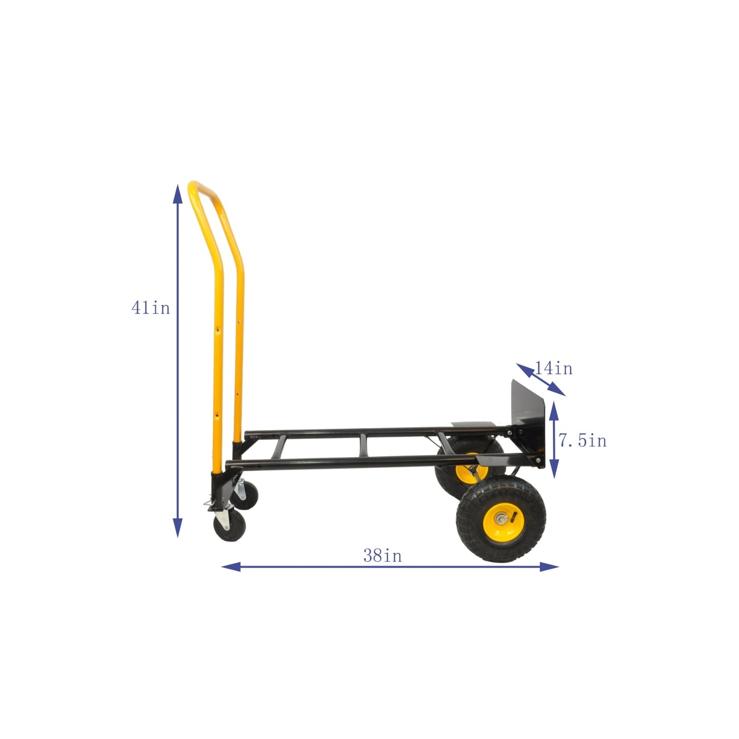 HT1006BK-YL Hand Truck 2-in-1 Dolly Cart & 4 Wheel Push Cart With Swivel Wheels