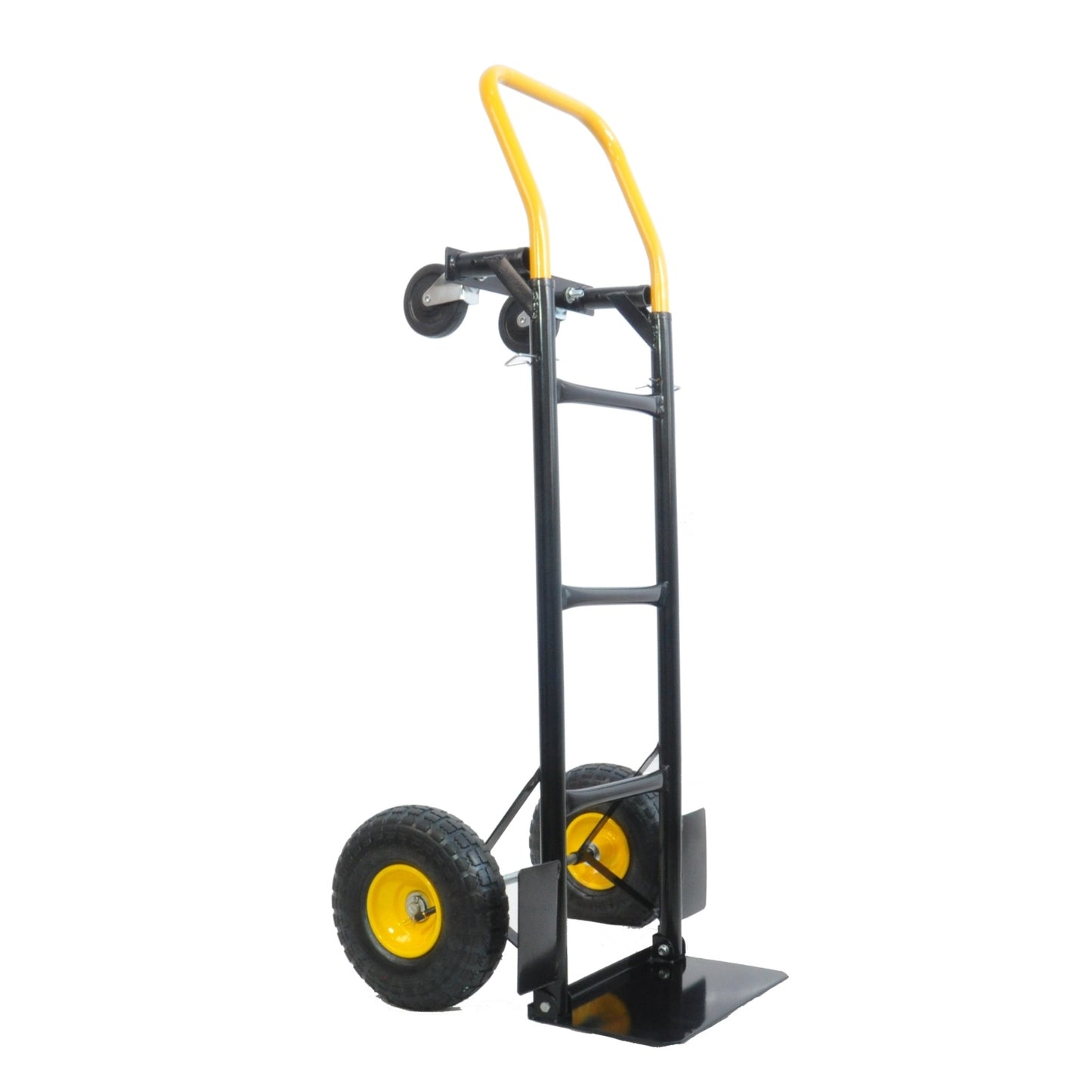 HT1006BK-YL Hand Truck 2-in-1 Dolly Cart & 4 Wheel Push Cart With Swivel Wheels