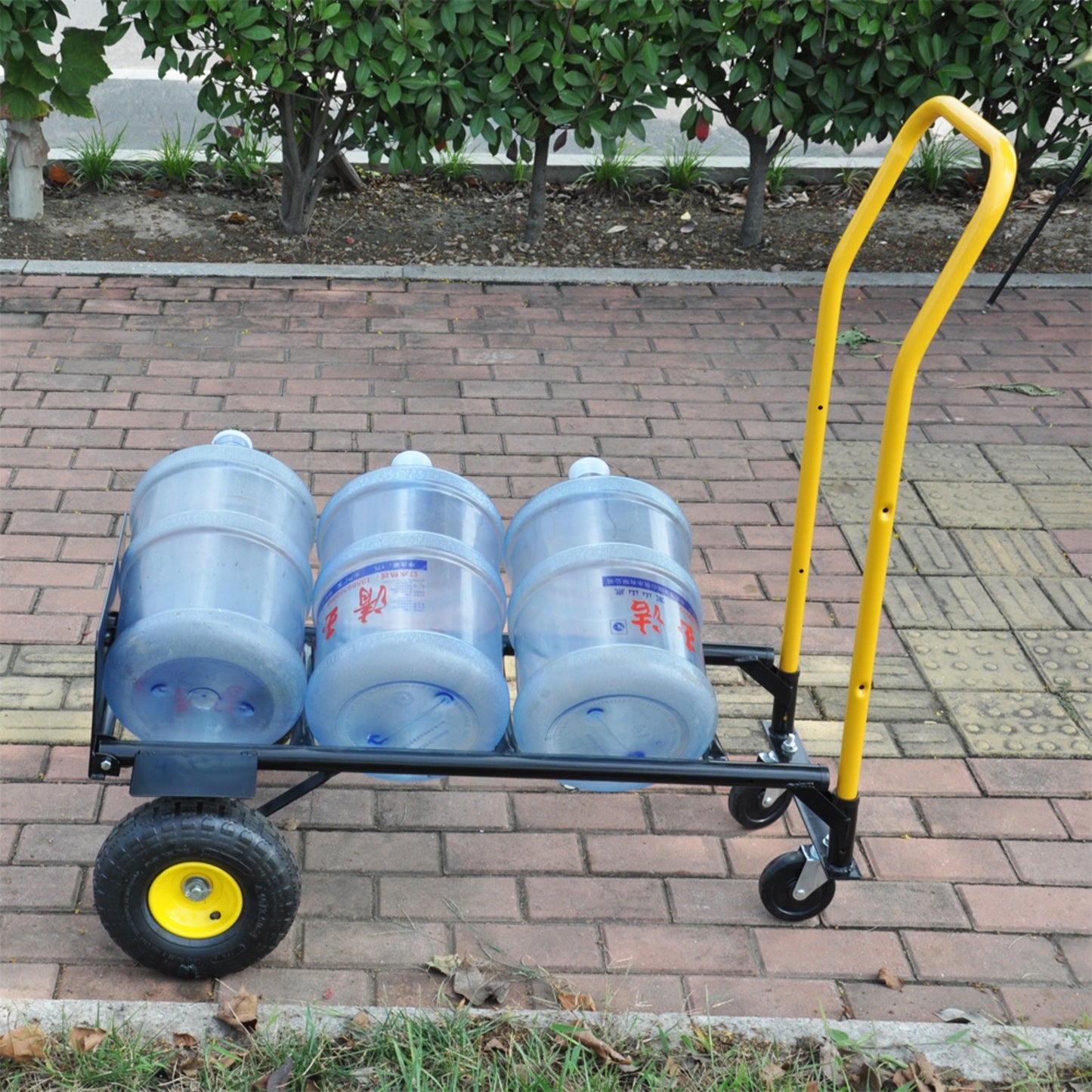 HT1006BK-YL Hand Truck 2-in-1 Dolly Cart & 4 Wheel Push Cart With Swivel Wheels