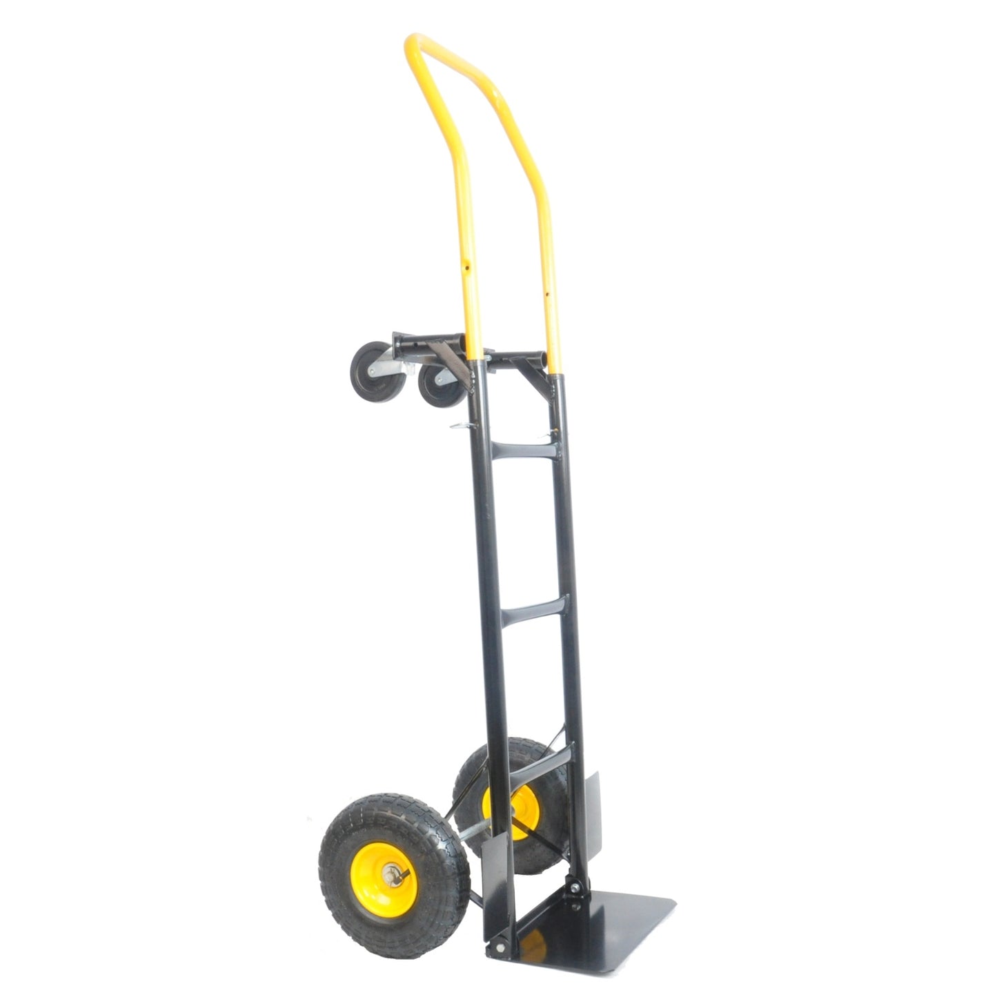 HT1006BK-YL Hand Truck 2-in-1 Dolly Cart & 4 Wheel Push Cart With Swivel Wheels