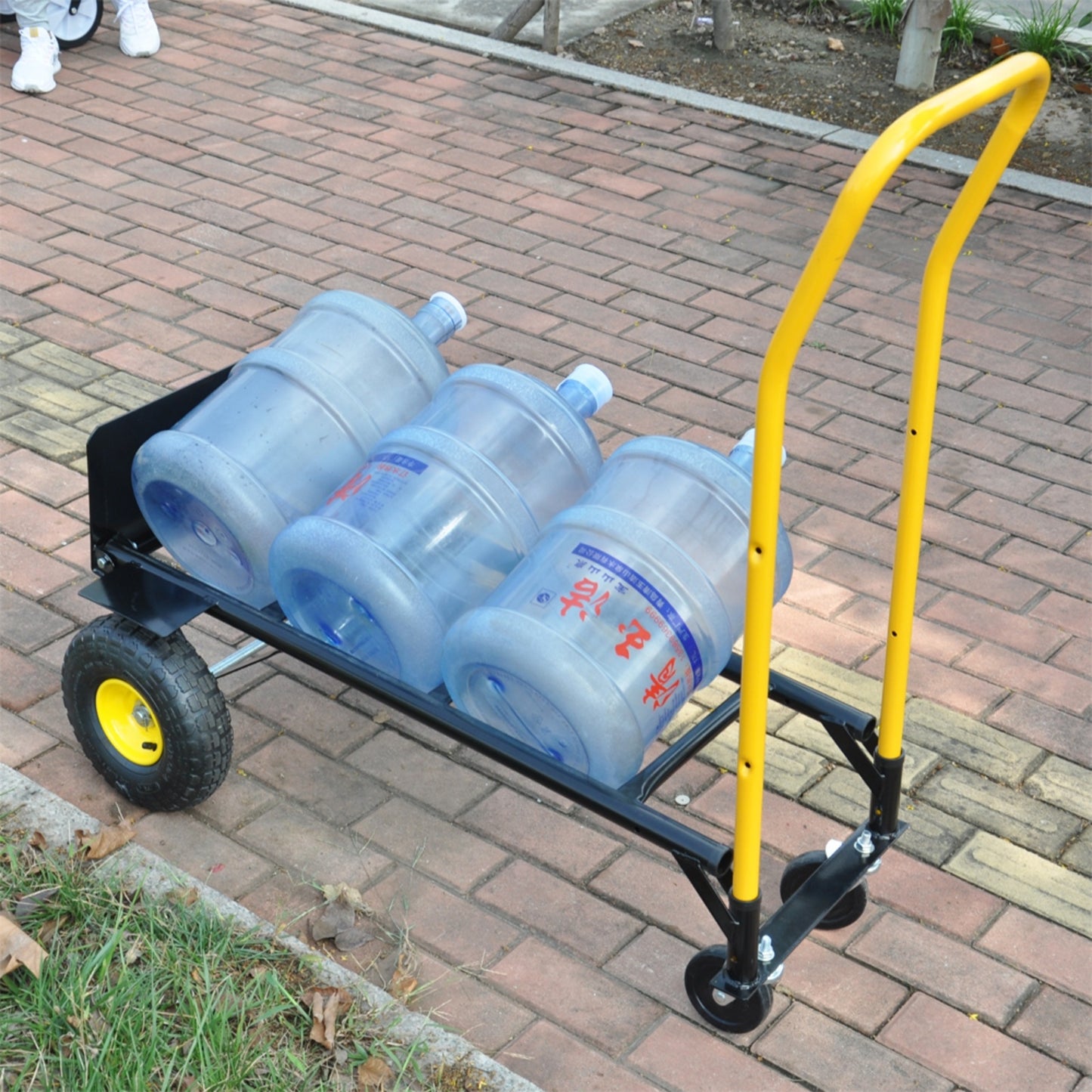HT1006BK-YL Hand Truck 2-in-1 Dolly Cart & 4 Wheel Push Cart With Swivel Wheels