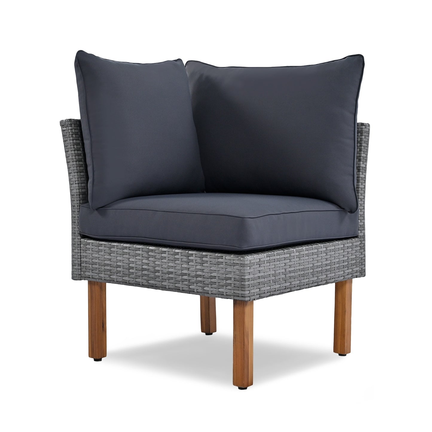 9-Piece Patio Rattan Set With Acacia Wood Legs & Tabletop, Outdoor Conversation