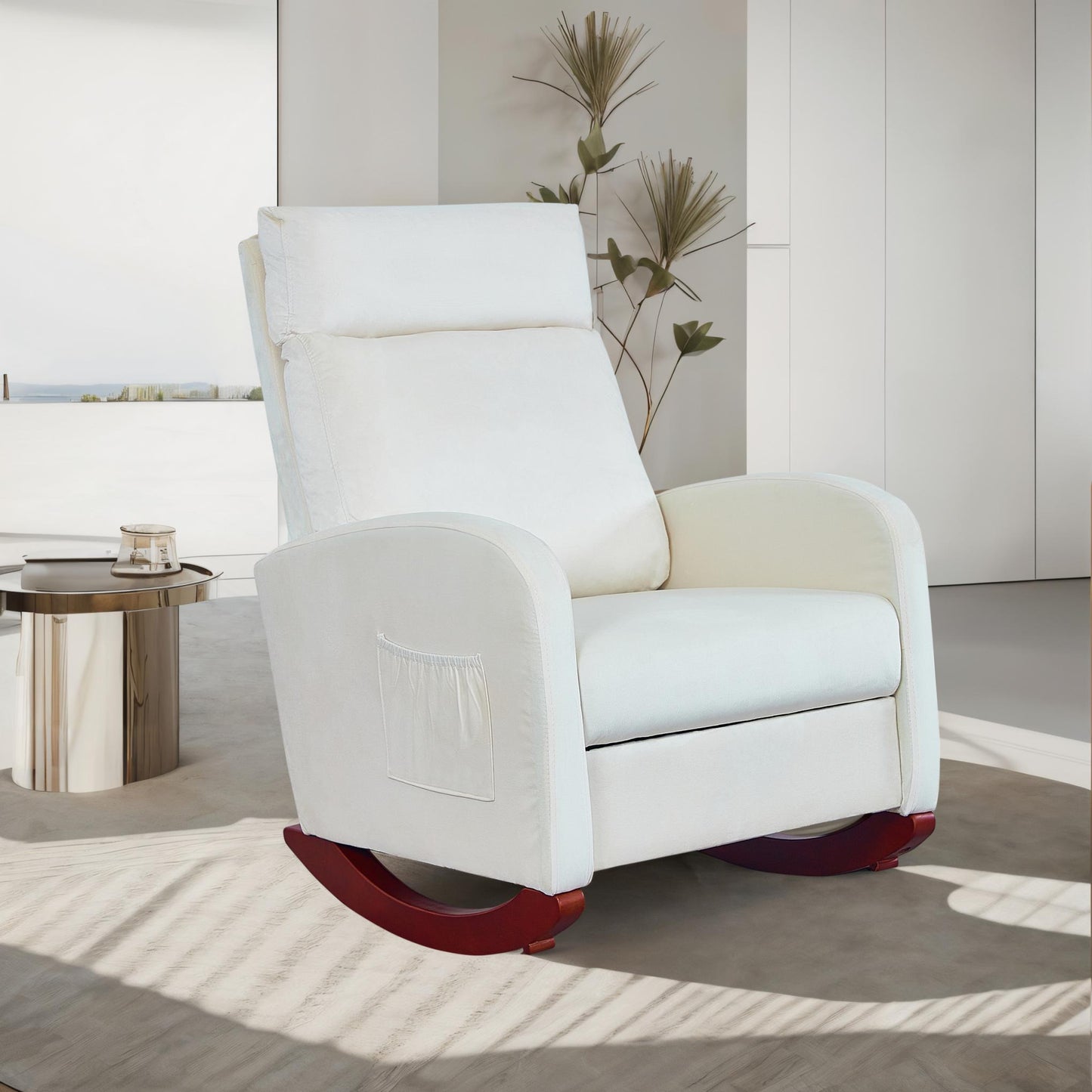 Rocking Chair Nursery Chair with High Back,Rocker Nursery Glider Chair for Living Room Bedroom