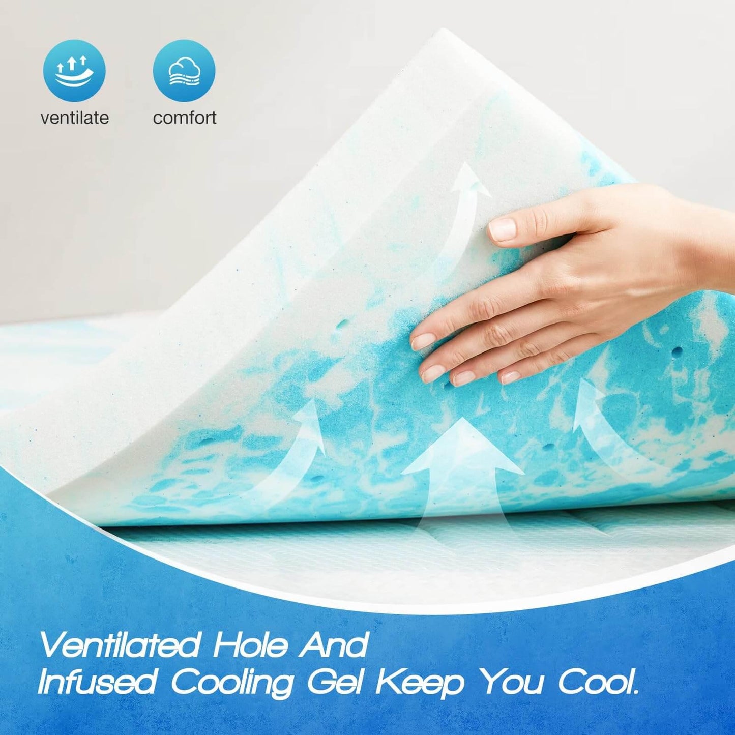 Mattress Topper Full Gel Memory Foam Mattress Topper Full Size for Back Pain