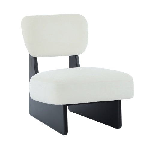 Set Of 2 Modern Beige Lounge Chair With Polyester Upholstery, Sturdy Black Wood Base, Minimalist Design, Stylish And Comfortable Accent Seating For Living Room, Bedroom, Or Office