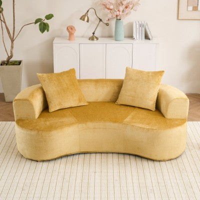 Moon Shaped Sofa, Modern Sleeper Cat Waist Sofa With Deep Seat, Non Assembly Sponge Compression Sofa