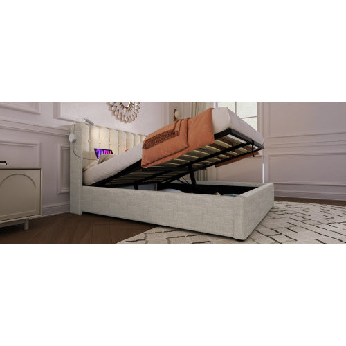 Linen Storage Space Bed Frame With Mattress Size 140cmx200cm