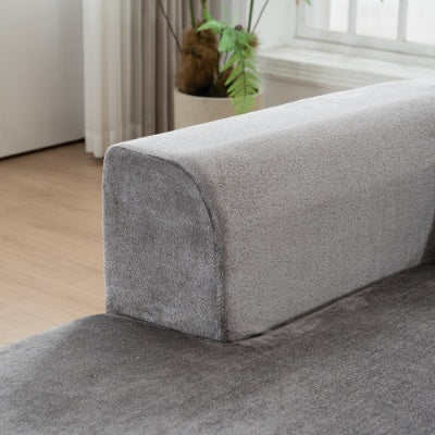 Modular Sectional Sofa With L-Shape Chaise,Cloud Sectional Modern Sleeper Couch With Deep Seat,Sponge Compression Sofas No Assembly Required Grey-Corduroy Fabric
