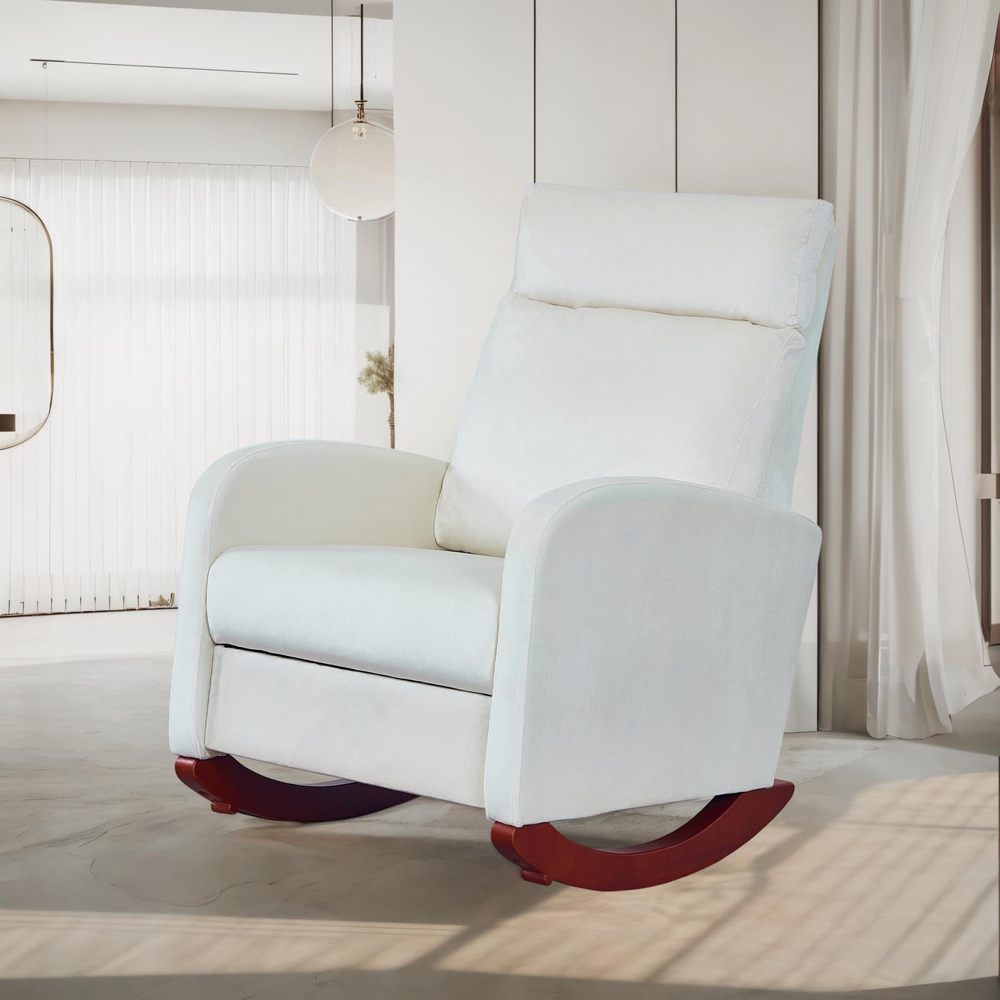 Rocking Chair Nursery Chair with High Back,Rocker Nursery Glider Chair for Living Room Bedroom