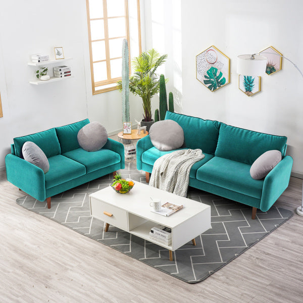 56.3-inch Velvet Round Arm Apartment Double Sofa