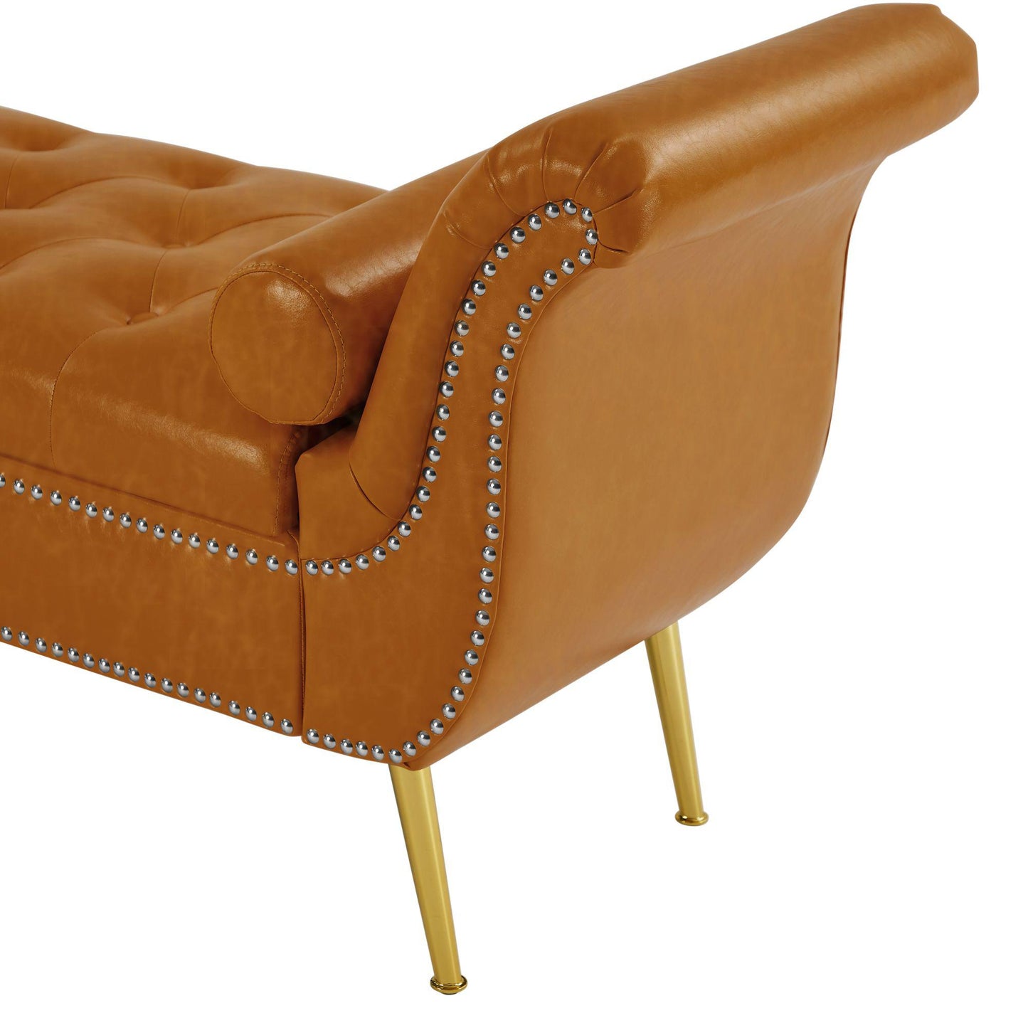 Sitting Bench PU Leather with Storage Space and 2 Pillows Hardware Feet