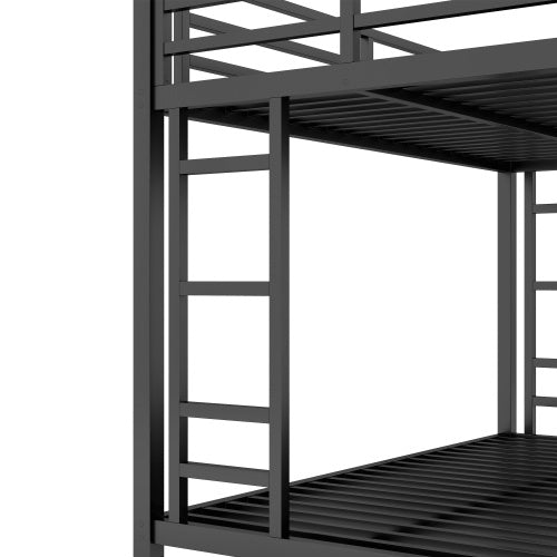 Metal Full XL Over Queen Bunk Bed For Teens And Adults, Noise Reduced No Box Spring Needed, Black