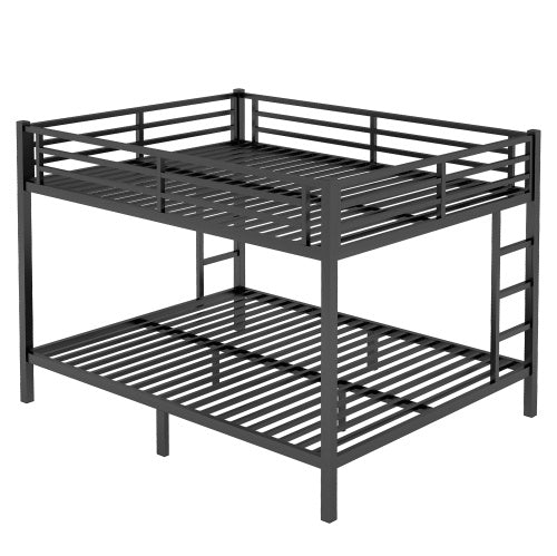 Metal Queen Over Queen Bunk Bed For Teens And Adults,Space Saving Noise Reduced No Box Spring Needed, Black