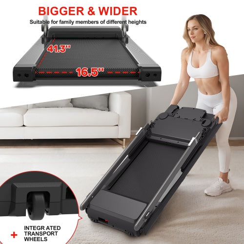 Treadmill With Desk Workstation Adjustable Height, 300 LBS Weight Capacity, Folding Treadmill With Bluetooth Speaker , Portable Walking Pad Treadmill With Desktop For Home Office