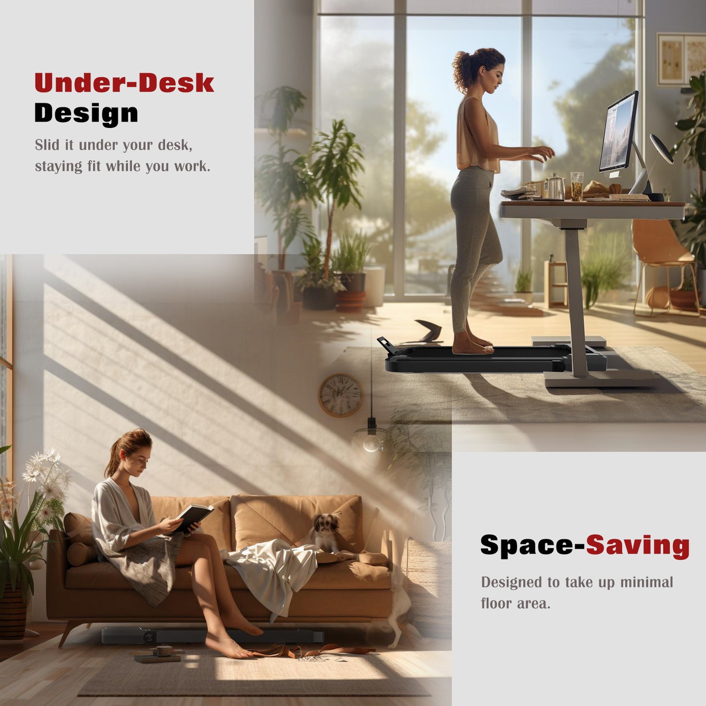 Walking Pad Under Desk Treadmill For Home Office -2.5HP Walking Treadmill 0.5-4MPH Capacity Treadmill For Walking Running Remote Control Batteries