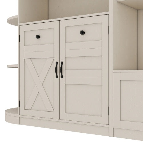 Multifunctional Left-right Combination Hall Cabinet Can Be Used Separately With Storage And 4 Hooks, Storage Cabinet Hall Tree 2 In 1 For Living Room, Kitchen And Hallway,antique Beige