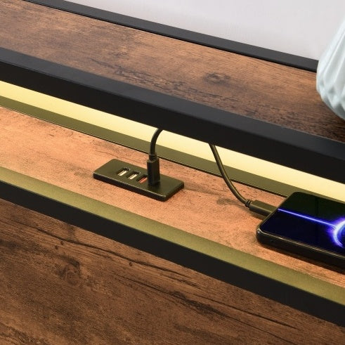 Wooden Platform Bed Frame With Lifting And Charging Station