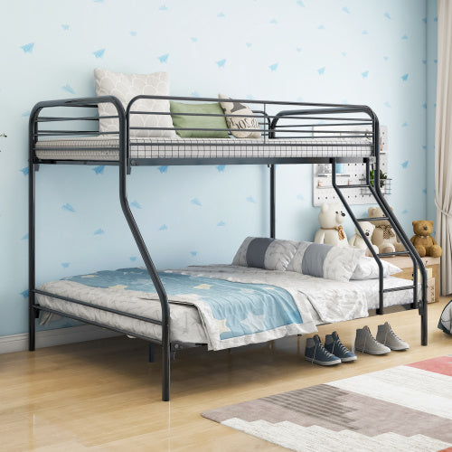 Twin-Over-Full Metal Bunk Bed, Heavy Duty Bunk Bed,Easy Assembly With Enhanced Upper-Level Guardrail, White