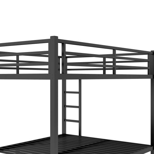 Metal Queen Over Queen Bunk Bed For Teens And Adults,Space Saving Noise Reduced No Box Spring Needed, Black