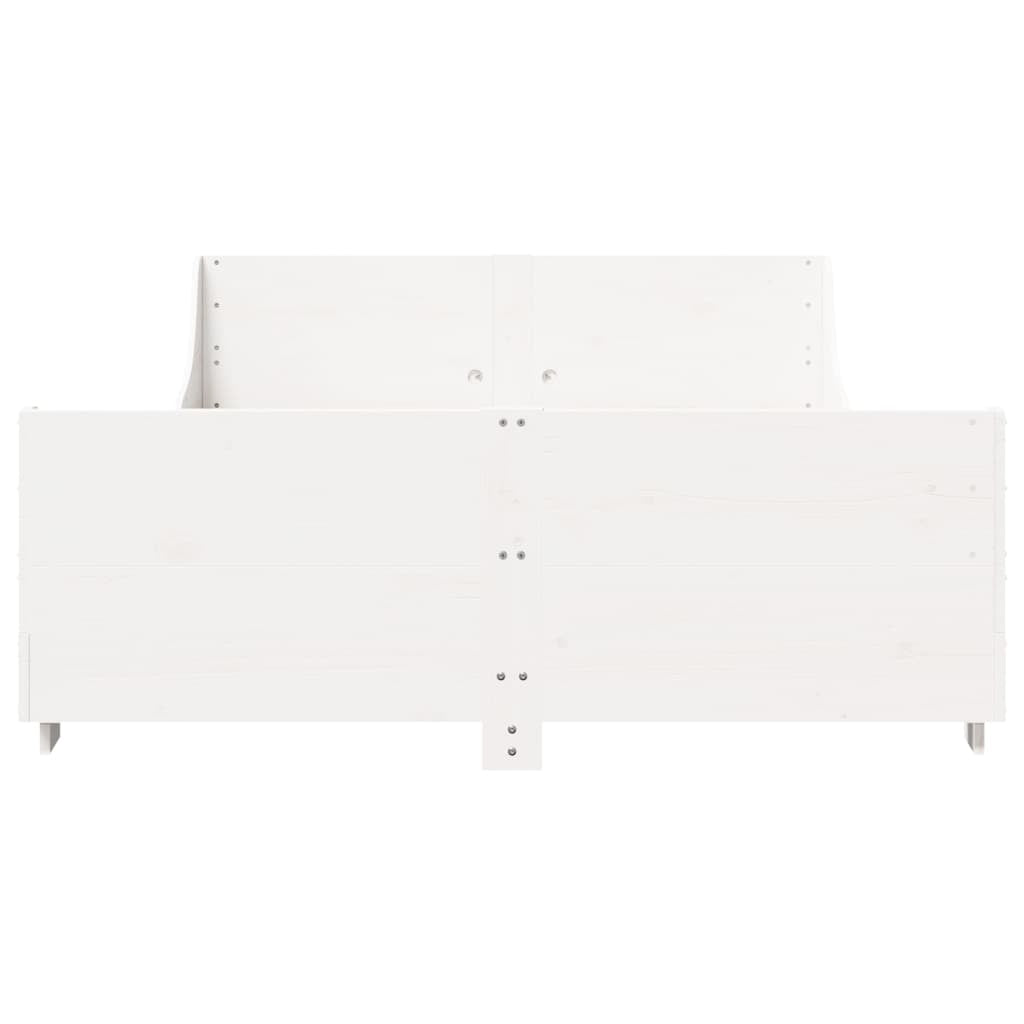 vidaXL Cadru de pat fără saltea, alb, 135x190 cm, lemn masiv de pin
