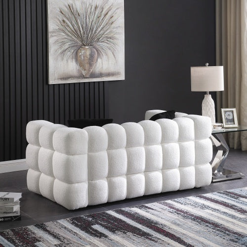 62.2length ,35.83 Deepth ,human Body Structure For USA People, Marshmallow Sofa,boucle Sofa ,White Color, 2 Seater