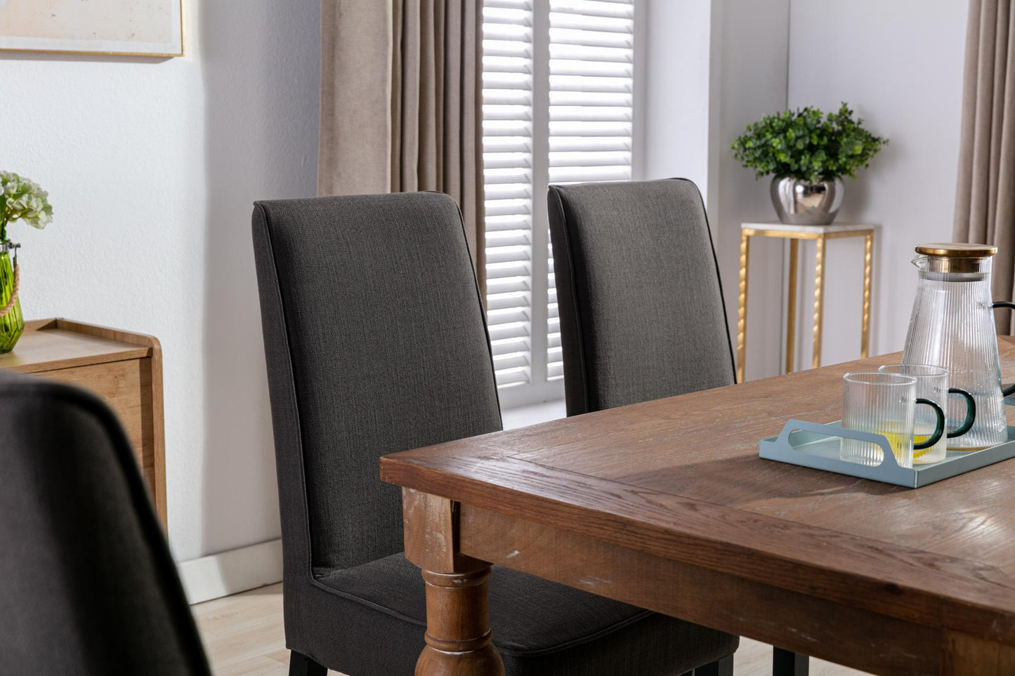 Removable Washable Cover, Foam Padded Upholstery, Solid Wood Legs Parsons Chair,Set of 2