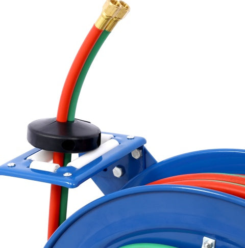 Welding Hose Reel Retractable 1 4 Inch Foot Twin Oxygen Acetylene Rubber Hoses STD Duty Max 200PSI Heavy Duty Industrial Single Arm Construction