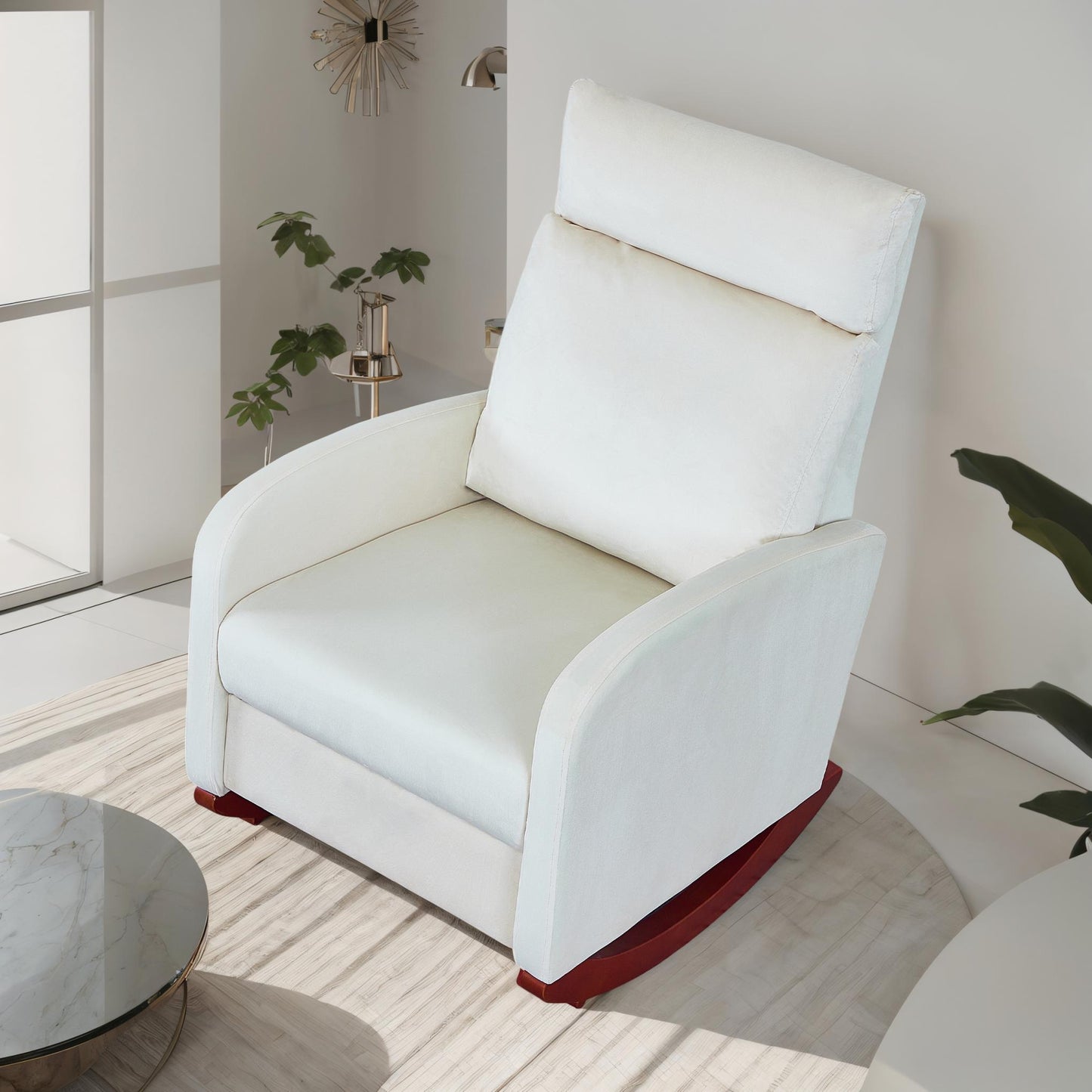 Rocking Chair Nursery Chair with High Back,Rocker Nursery Glider Chair for Living Room Bedroom